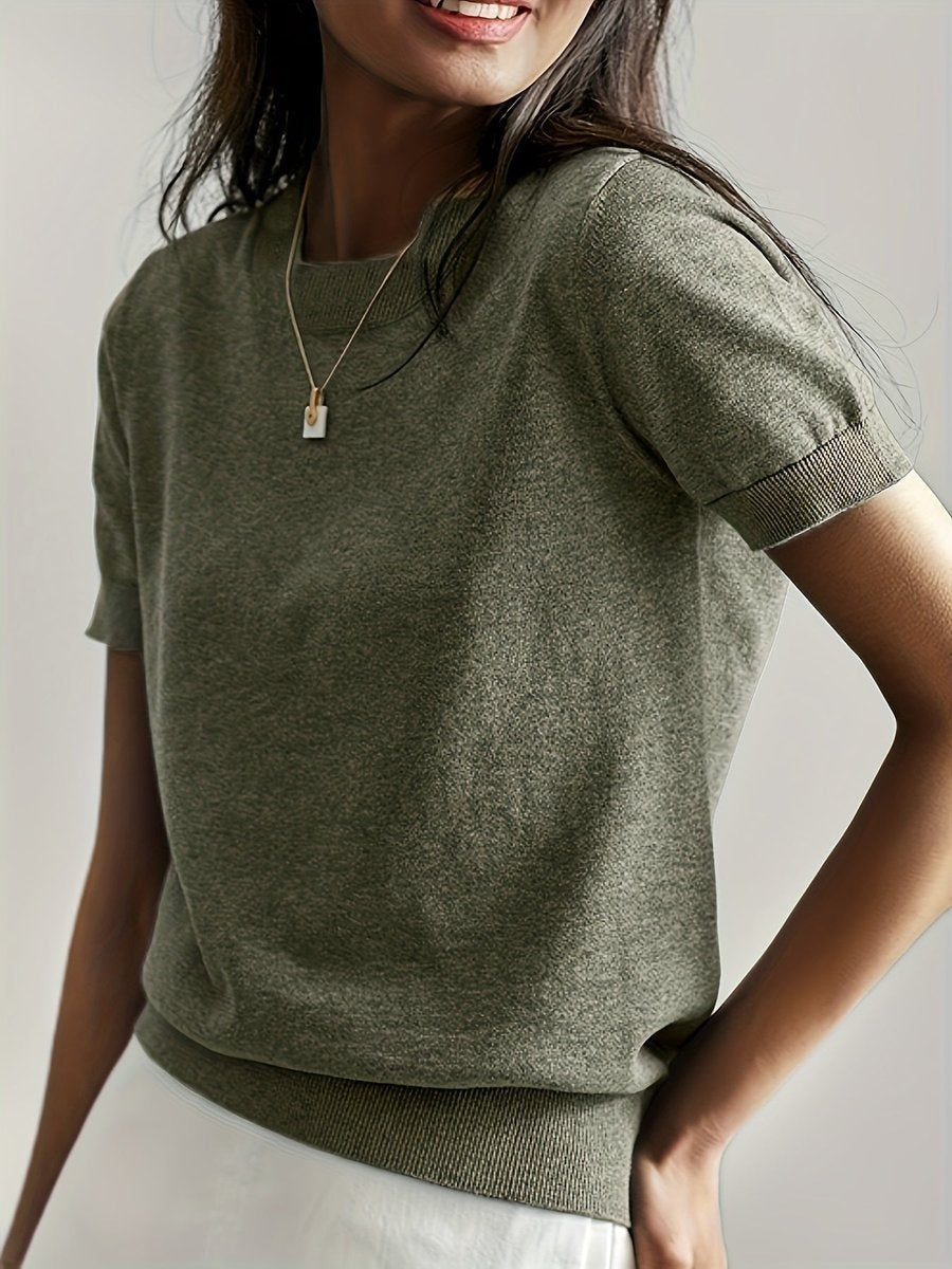 Rocío | Jersey Fino de Punto Mujer Cuello Redondo Manga Corta