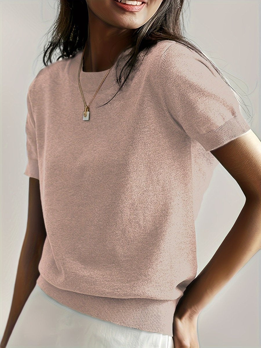 Rocío | Jersey Fino de Punto Mujer Cuello Redondo Manga Corta