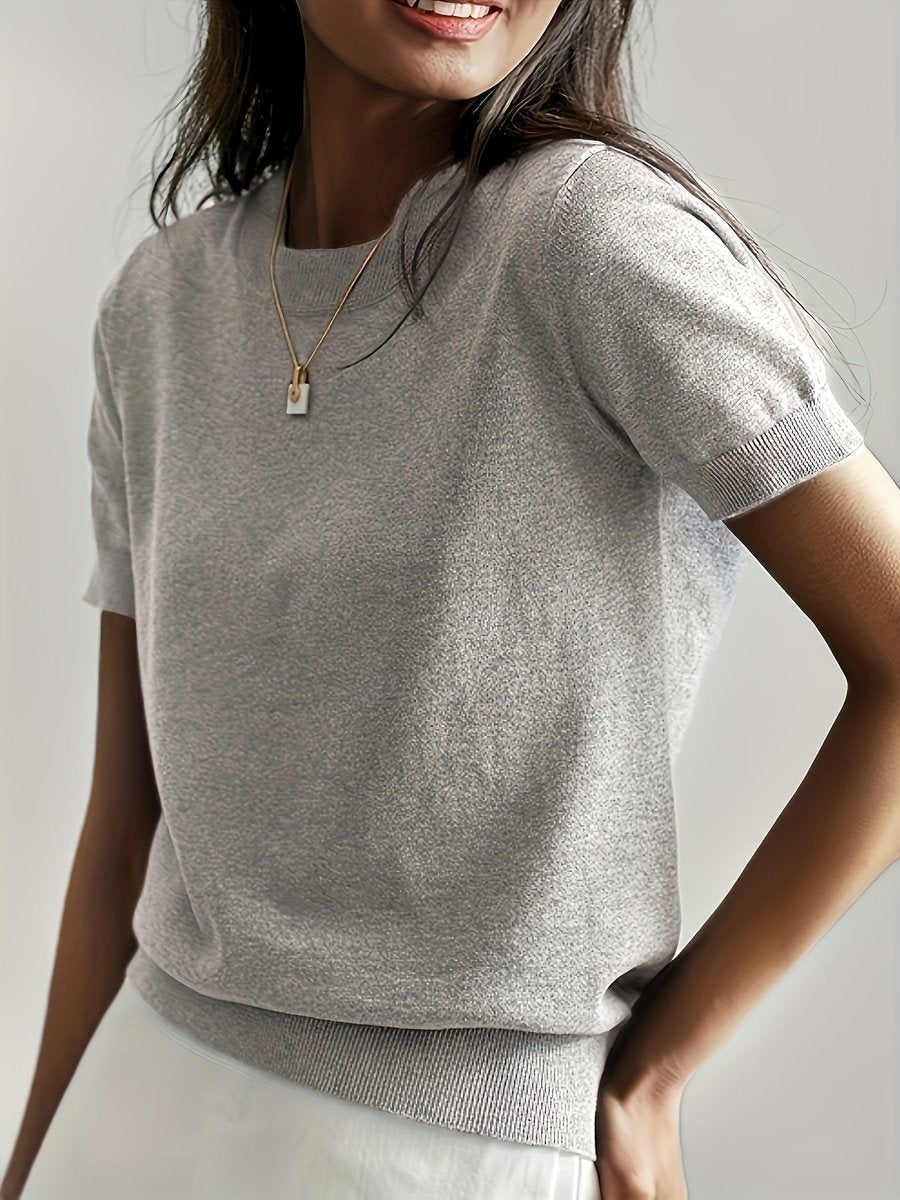 Rocío | Jersey Fino de Punto Mujer Cuello Redondo Manga Corta