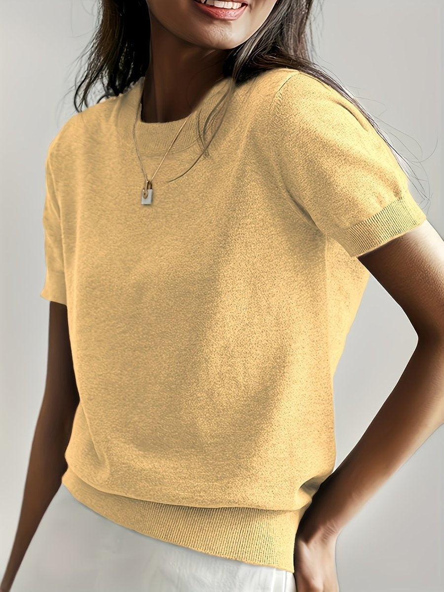 Rocío | Jersey Fino de Punto Mujer Cuello Redondo Manga Corta