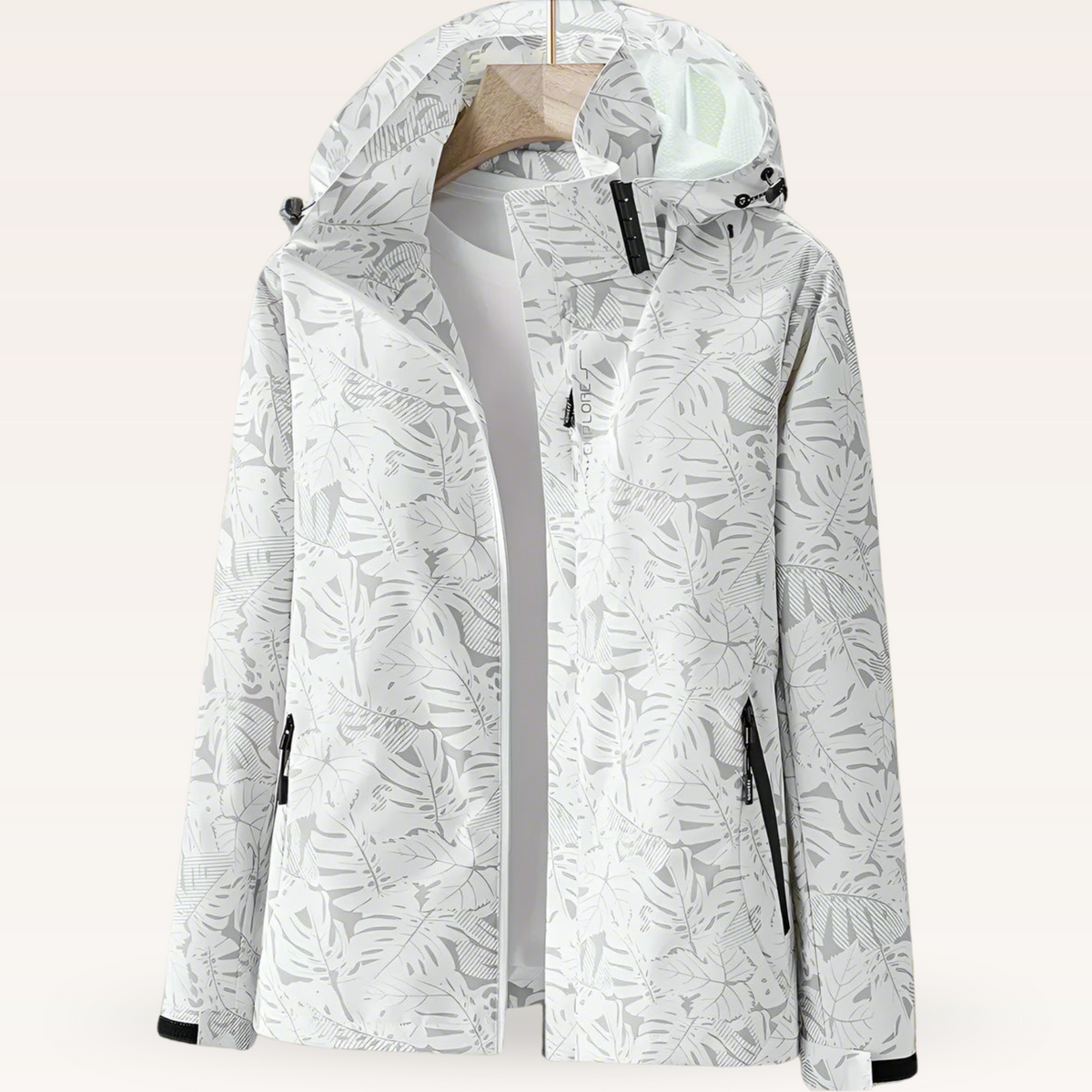 Elisenda | Chaqueta Cortavientos Estampada con Capucha Mujer Cremallera