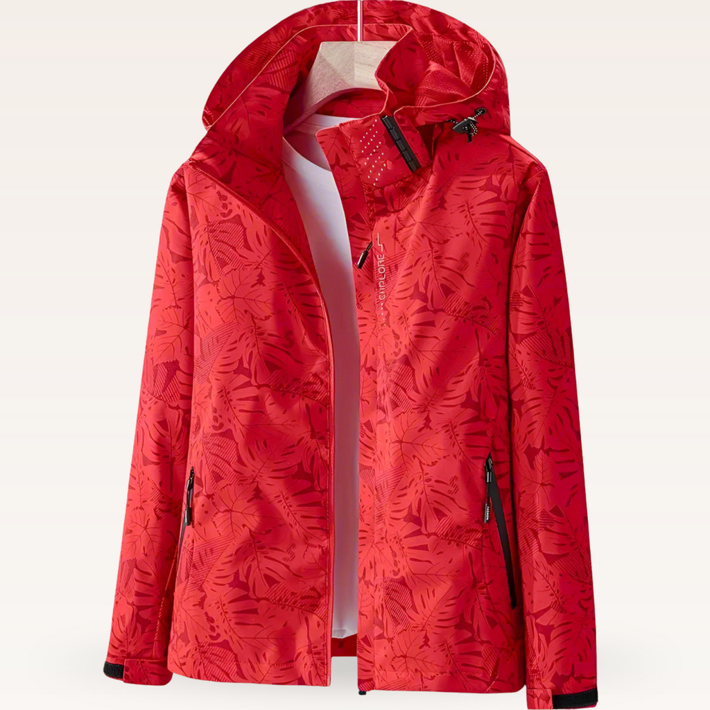 Elisenda | Chaqueta Cortavientos Estampada con Capucha Mujer Cremallera