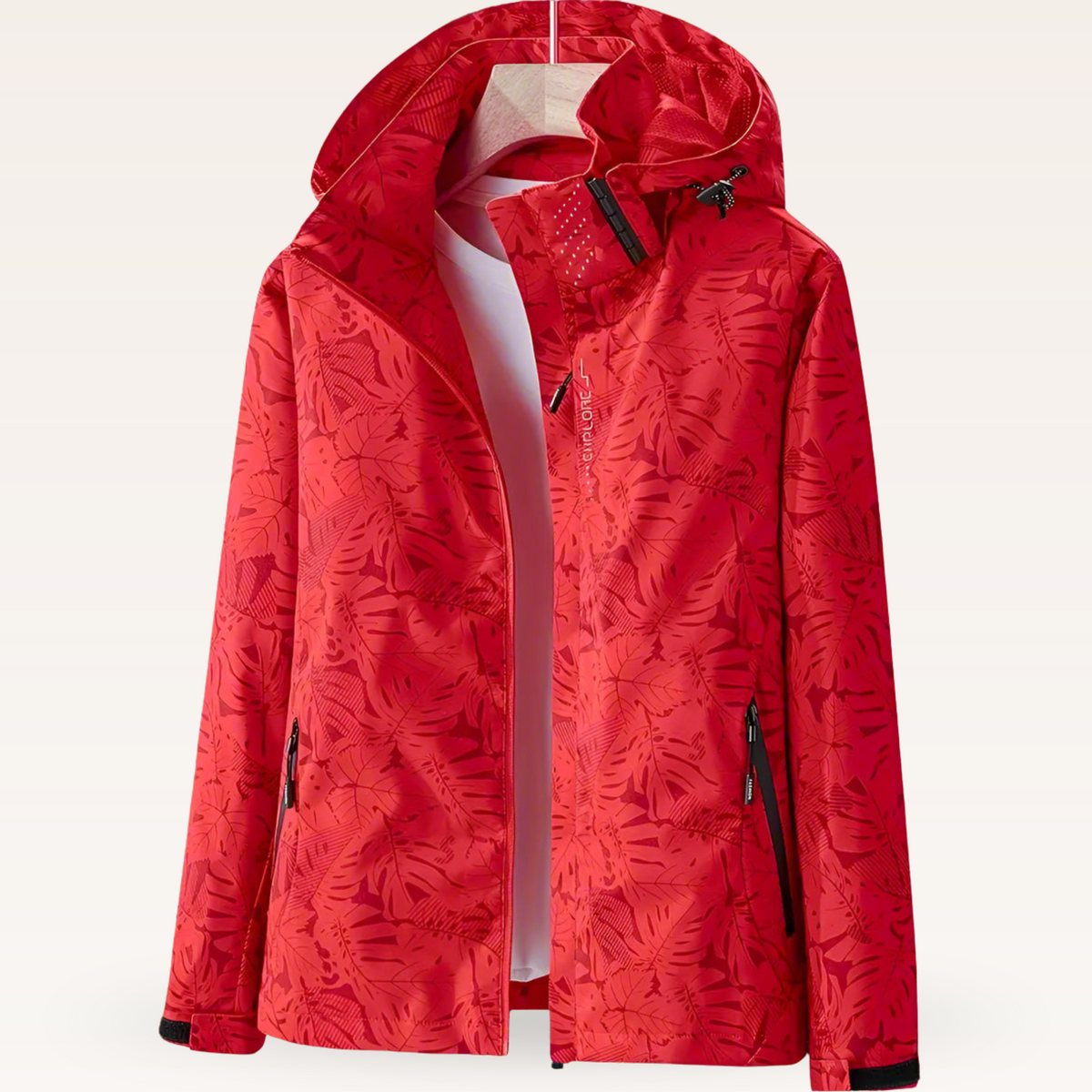 Elisenda | Chaqueta Cortavientos Estampada con Capucha Mujer Cremallera