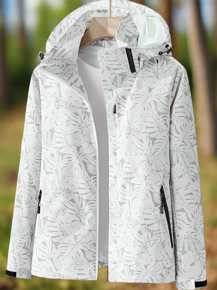Elisenda | Chaqueta Cortavientos Estampada con Capucha Mujer Cremallera