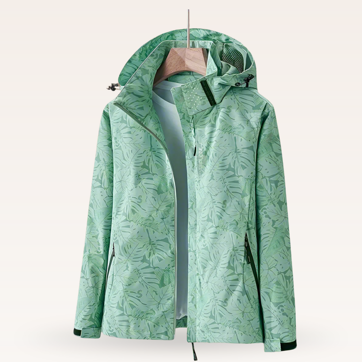 Elisenda | Chaqueta Cortavientos Estampada con Capucha Mujer Cremallera