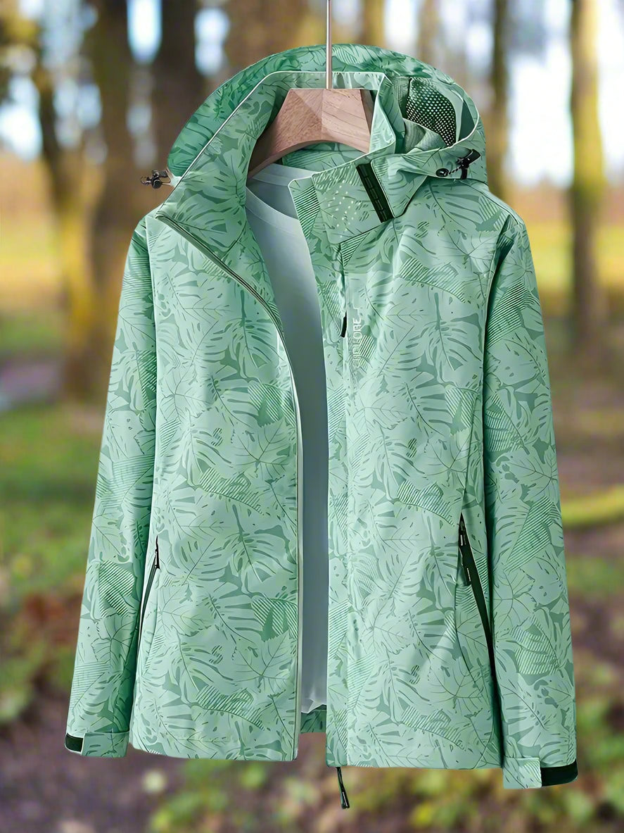 Elisenda | Chaqueta Cortavientos Estampada con Capucha Mujer Cremallera