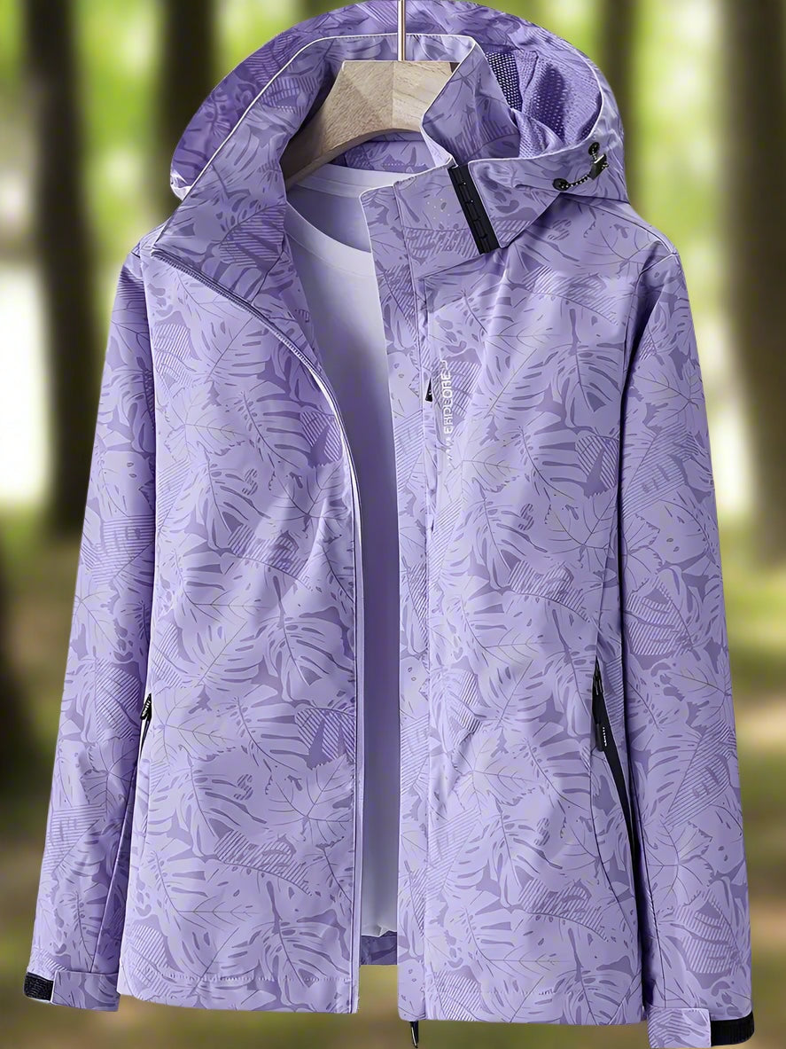 Elisenda | Chaqueta Cortavientos Estampada con Capucha Mujer Cremallera