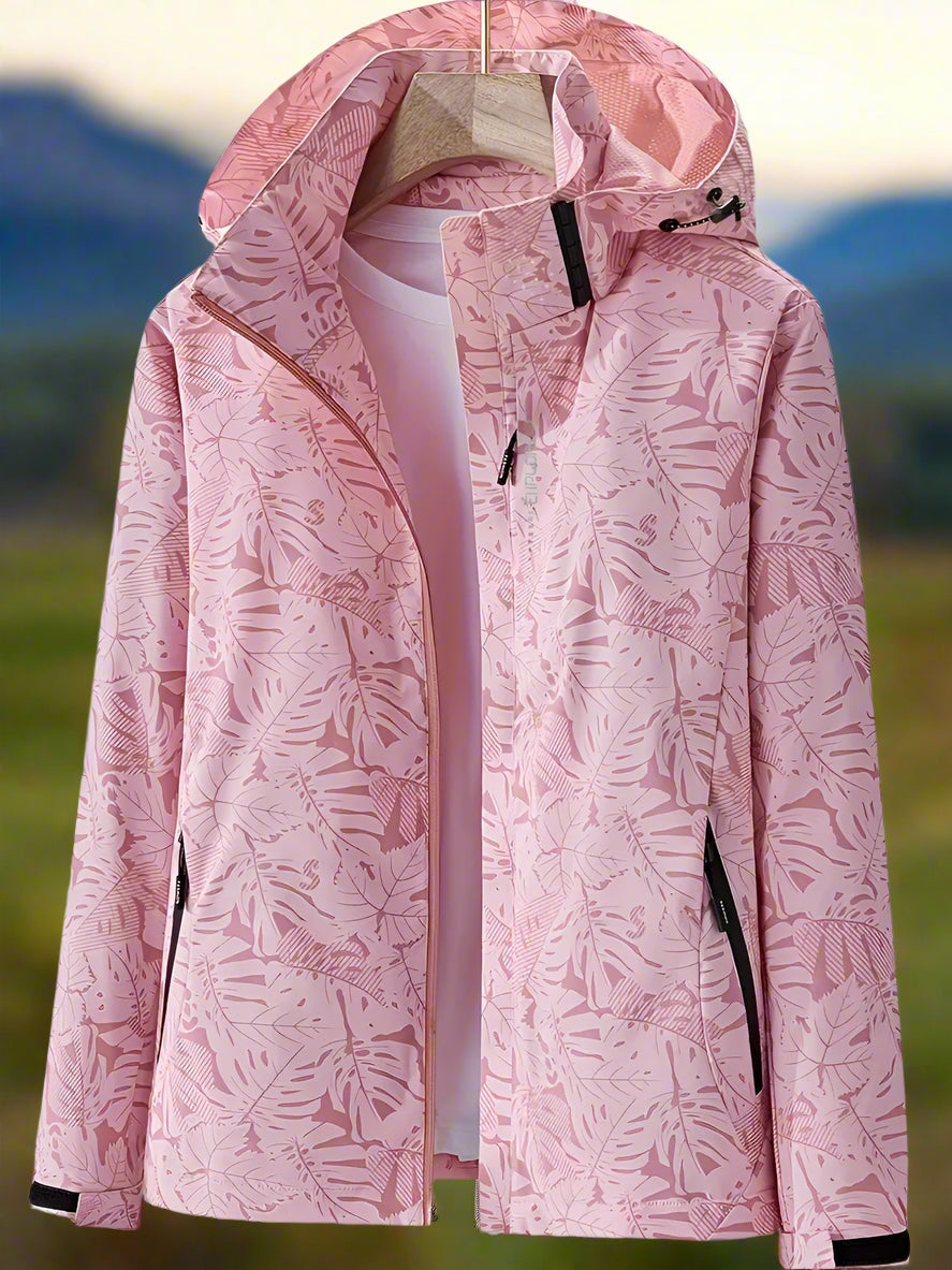 Elisenda | Chaqueta Cortavientos Estampada con Capucha Mujer Cremallera