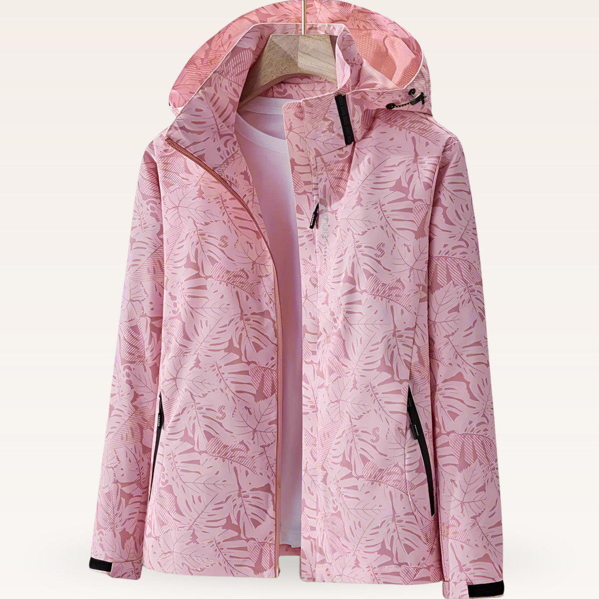 Elisenda | Chaqueta Cortavientos Estampada con Capucha Mujer Cremallera