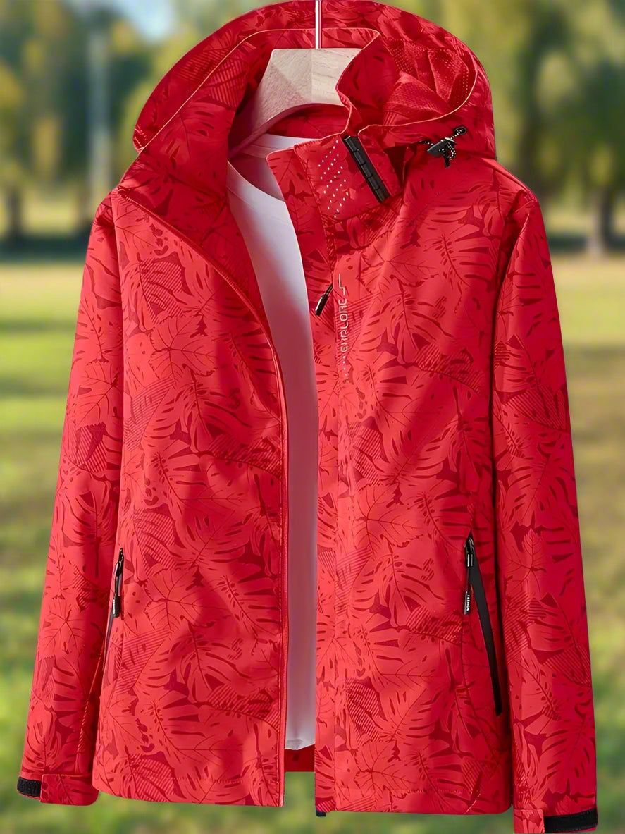 Elisenda | Chaqueta Cortavientos Estampada con Capucha Mujer Cremallera