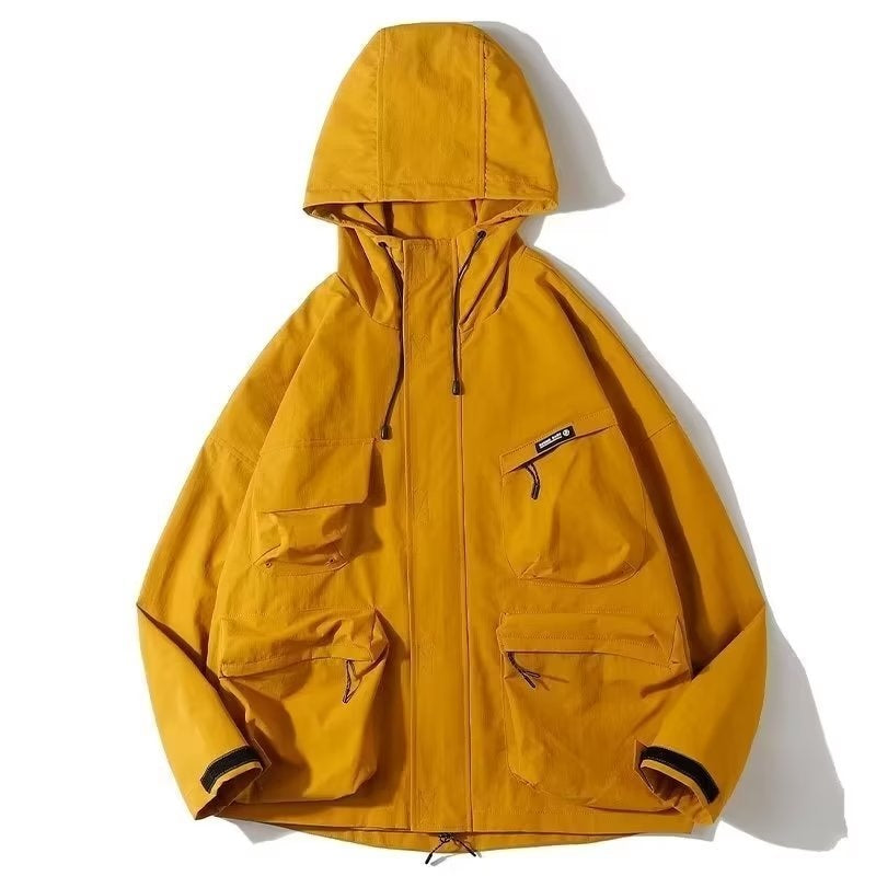 Damián | Chubasquero Hombre Impermeable con Capucha Múltiples Bolsillos