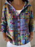 Erika | Chaqueta Larga Estampada con Capucha Mujer Botones