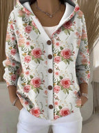 Erika | Chaqueta Larga Estampada con Capucha Mujer Botones