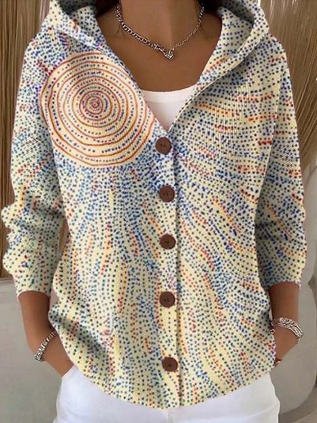 Erika | Chaqueta Larga Estampada con Capucha Mujer Botones