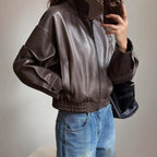 Ursula | Chaqueta Motera de Piel Mujer Cintura Elástica Cremallera