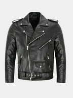 Lorenzo | Cazadora de Cuero Hombre Biker Cremallera Asimétrica