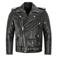 Lorenzo | Cazadora de Cuero Hombre Biker Cremallera Asimétrica
