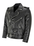 Lorenzo | Cazadora de Cuero Hombre Biker Cremallera Asimétrica