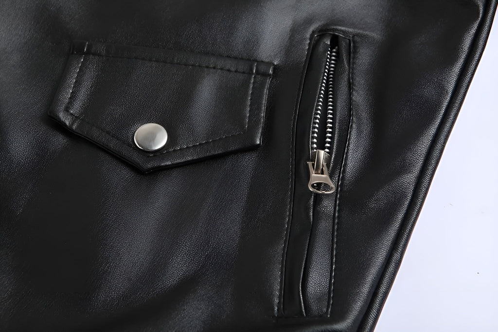 Lorenzo | Cazadora de Cuero Hombre Biker Cremallera Asimétrica
