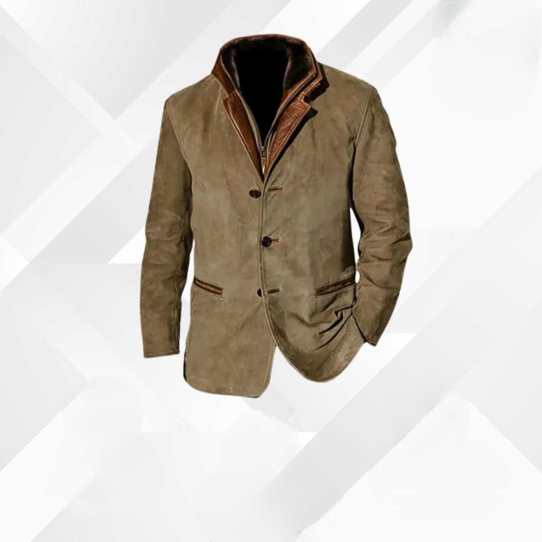 Bernardo | Chaqueta de Ante Hombre con Detalles de Cuero Elegante