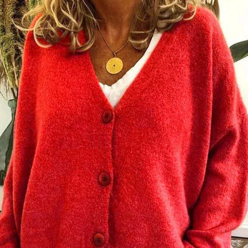 Beatriz | Jersey Fino de Punto Mujer Cuello en V con Botones