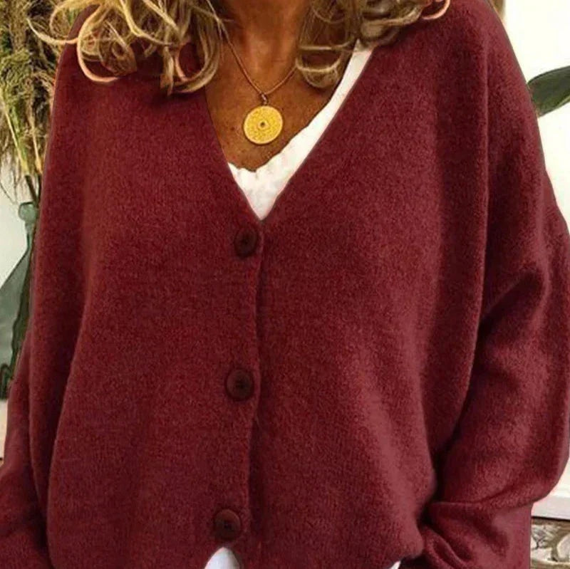 Beatriz | Jersey Fino de Punto Mujer Cuello en V con Botones