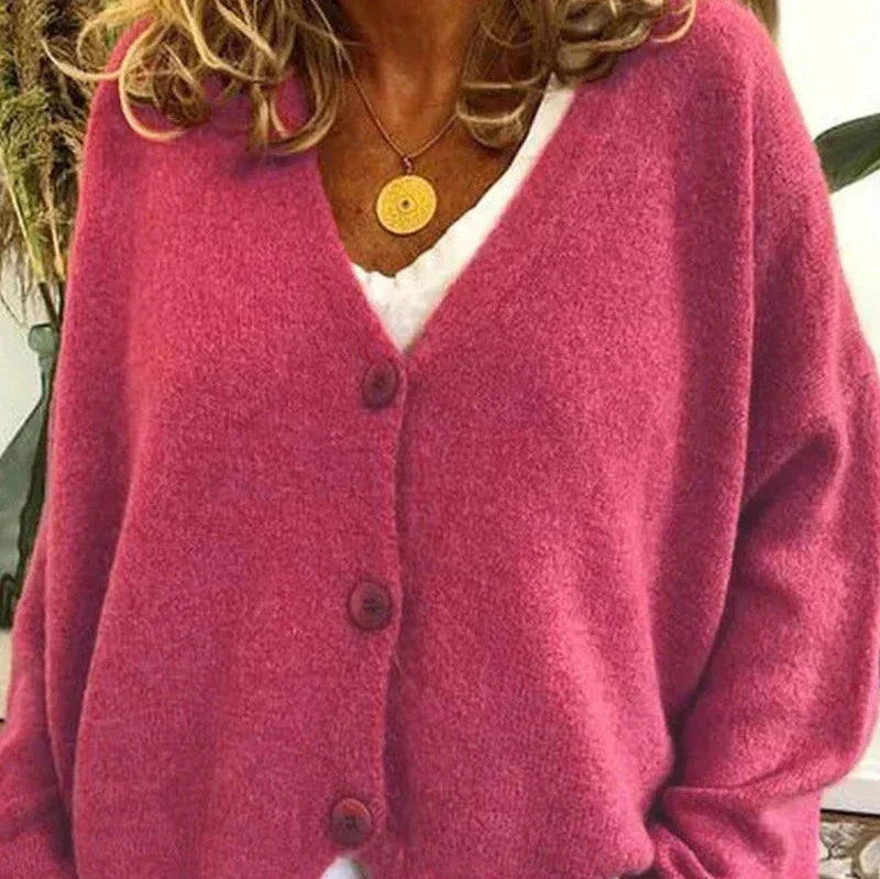 Beatriz | Jersey Fino de Punto Mujer Cuello en V con Botones