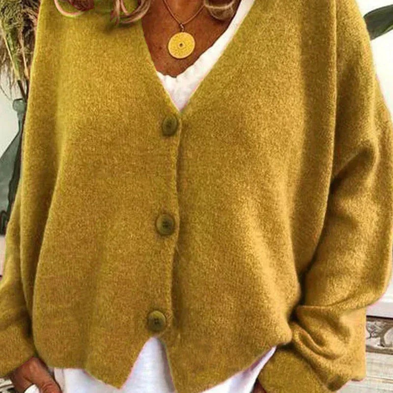 Beatriz | Jersey Fino de Punto Mujer Cuello en V con Botones