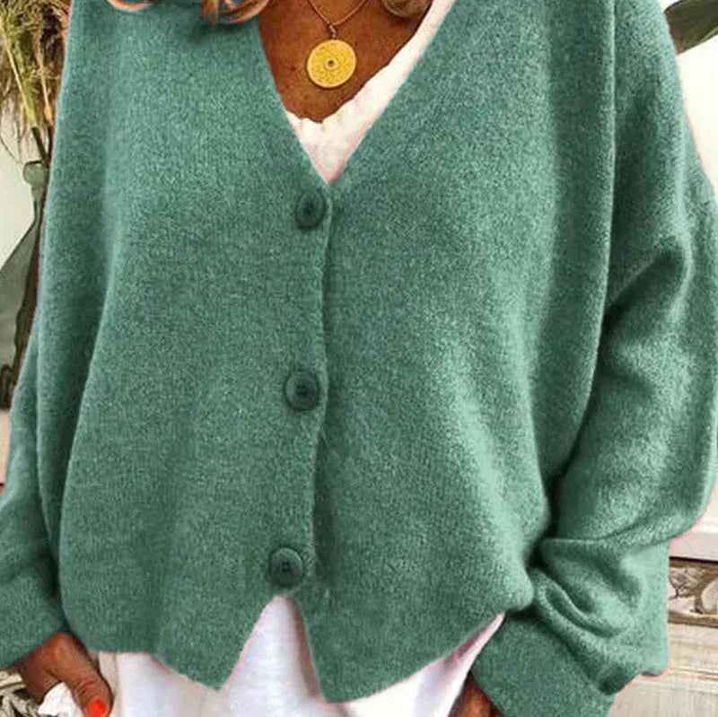 Beatriz | Jersey Fino de Punto Mujer Cuello en V con Botones