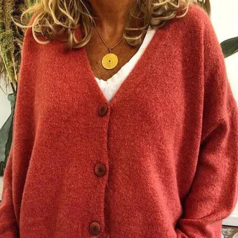Beatriz | Jersey Fino de Punto Mujer Cuello en V con Botones