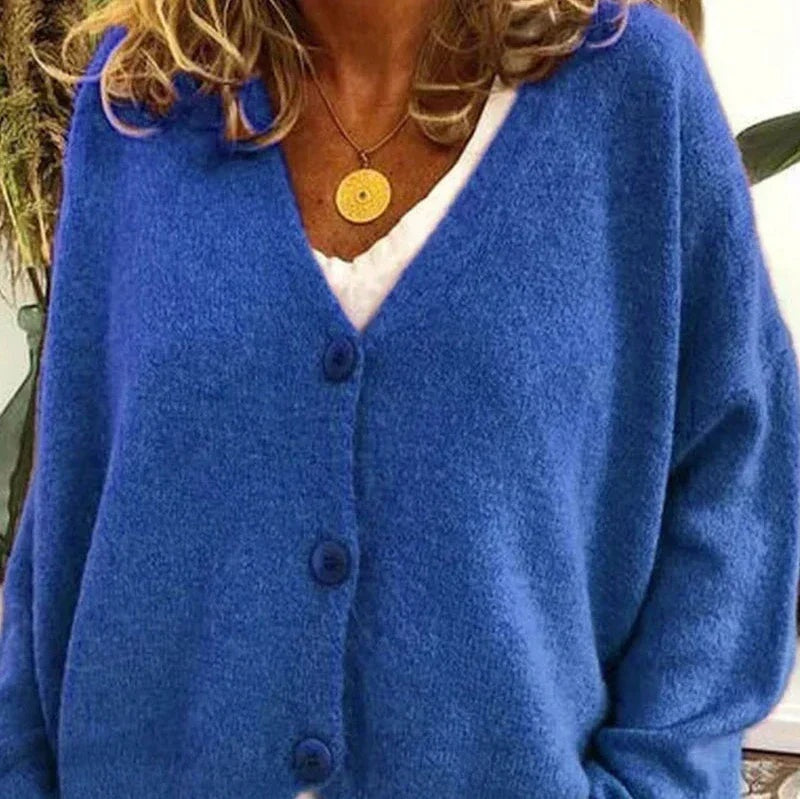 Beatriz | Jersey Fino de Punto Mujer Cuello en V con Botones
