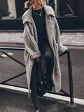 Purificación | Jersey de Punto Largo Oversized Mujer Cuello Solapa Bolsillos