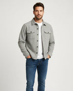 Elian | Overshirt de Mezcla de Algodón Hombre Bolsillos Pecho Corte Regular