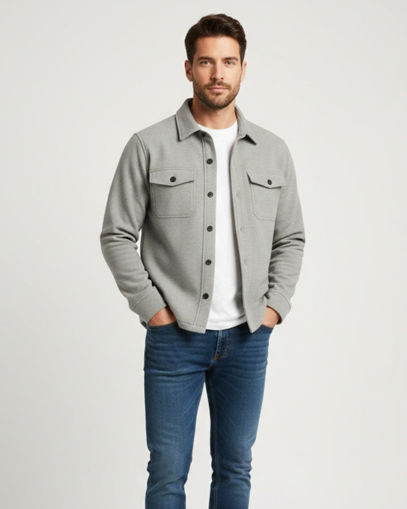 Elian | Overshirt de Mezcla de Algodón Hombre Bolsillos Pecho Corte Regular