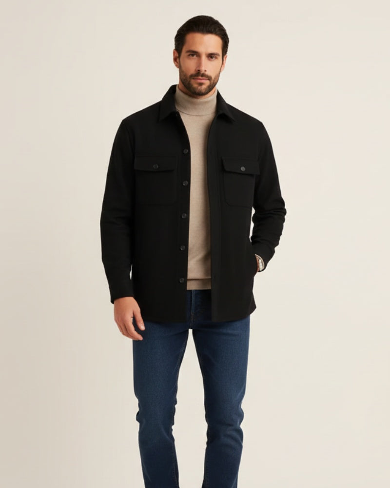 Elian | Overshirt de Mezcla de Algodón Hombre Bolsillos Pecho Corte Regular