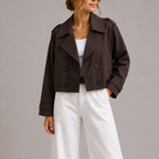 Oriana | Trench Coat Corto Mujer Doble Botonadura Solapas