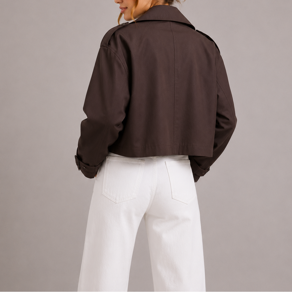 Oriana | Trench Coat Corto Mujer Doble Botonadura Solapas