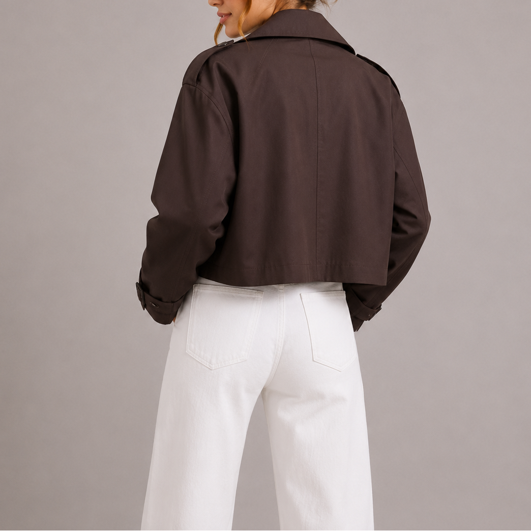 Oriana | Trench Coat Corto Mujer Doble Botonadura Solapas