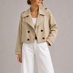 Oriana | Trench Coat Corto Mujer Doble Botonadura Solapas