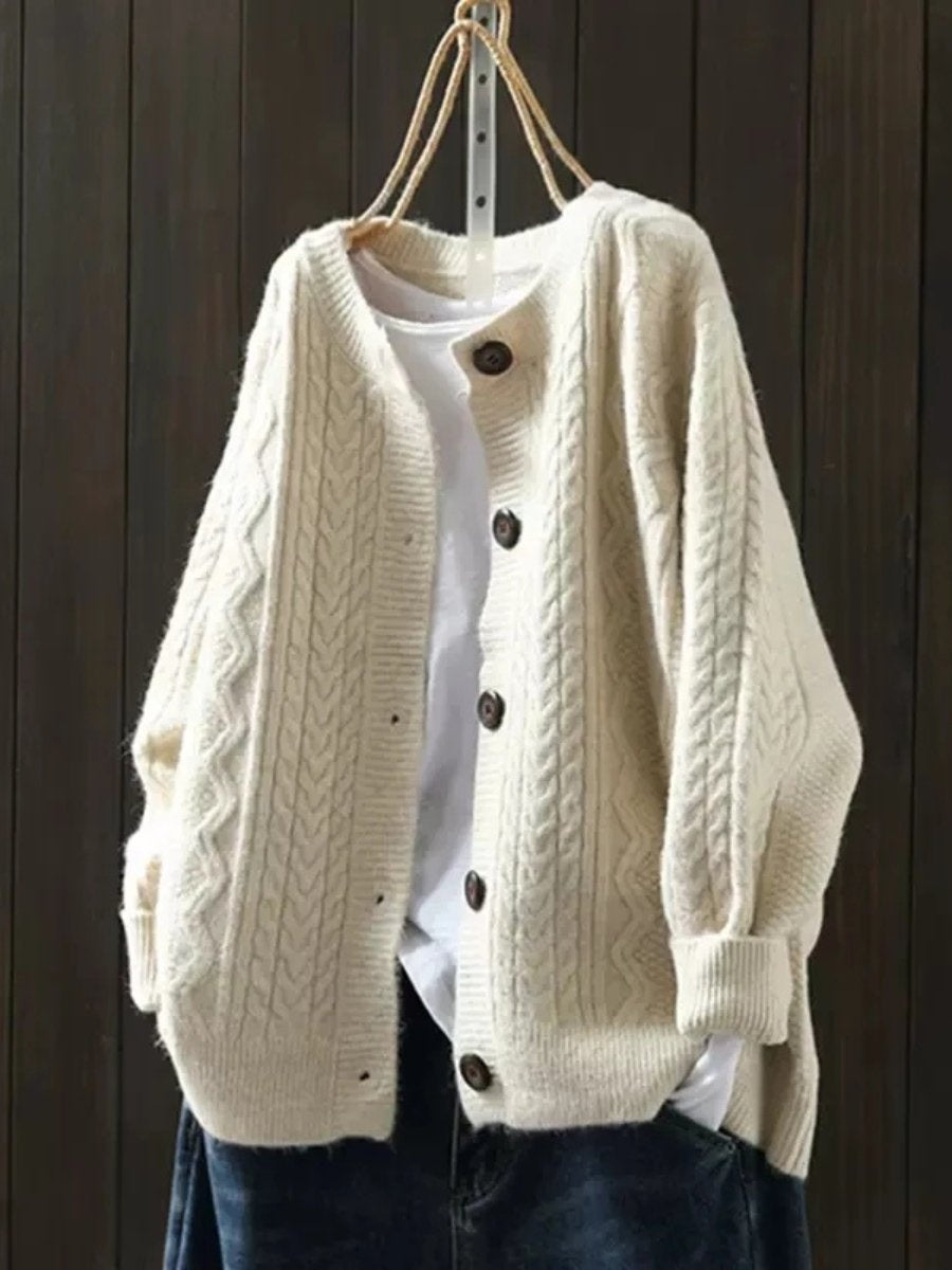 Asunción | Jersey de Punto Trenzado Oversize Mujer Botonera