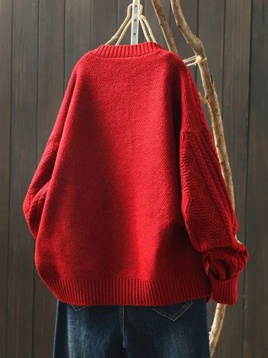 Asunción | Jersey de Punto Trenzado Oversize Mujer Botonera