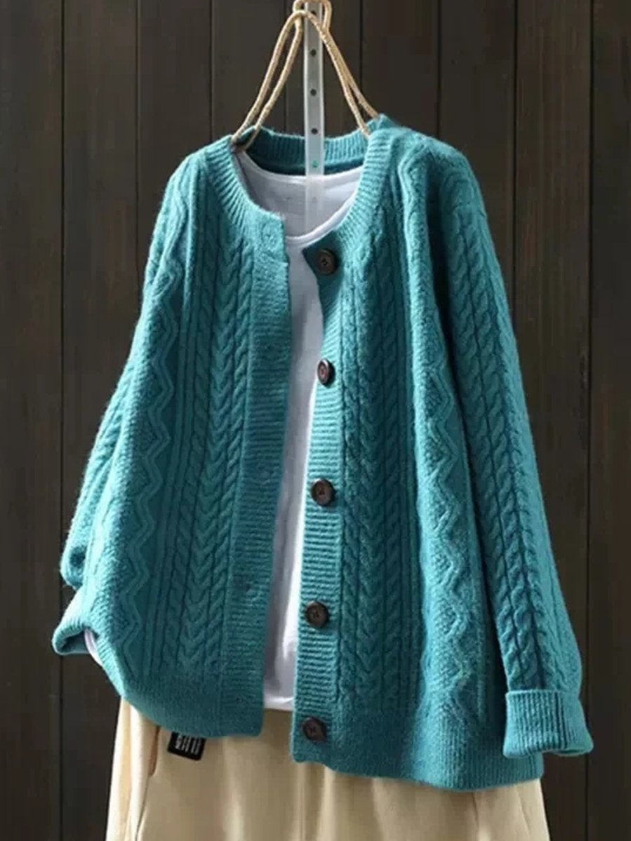 Asunción | Jersey de Punto Trenzado Oversize Mujer Botonera
