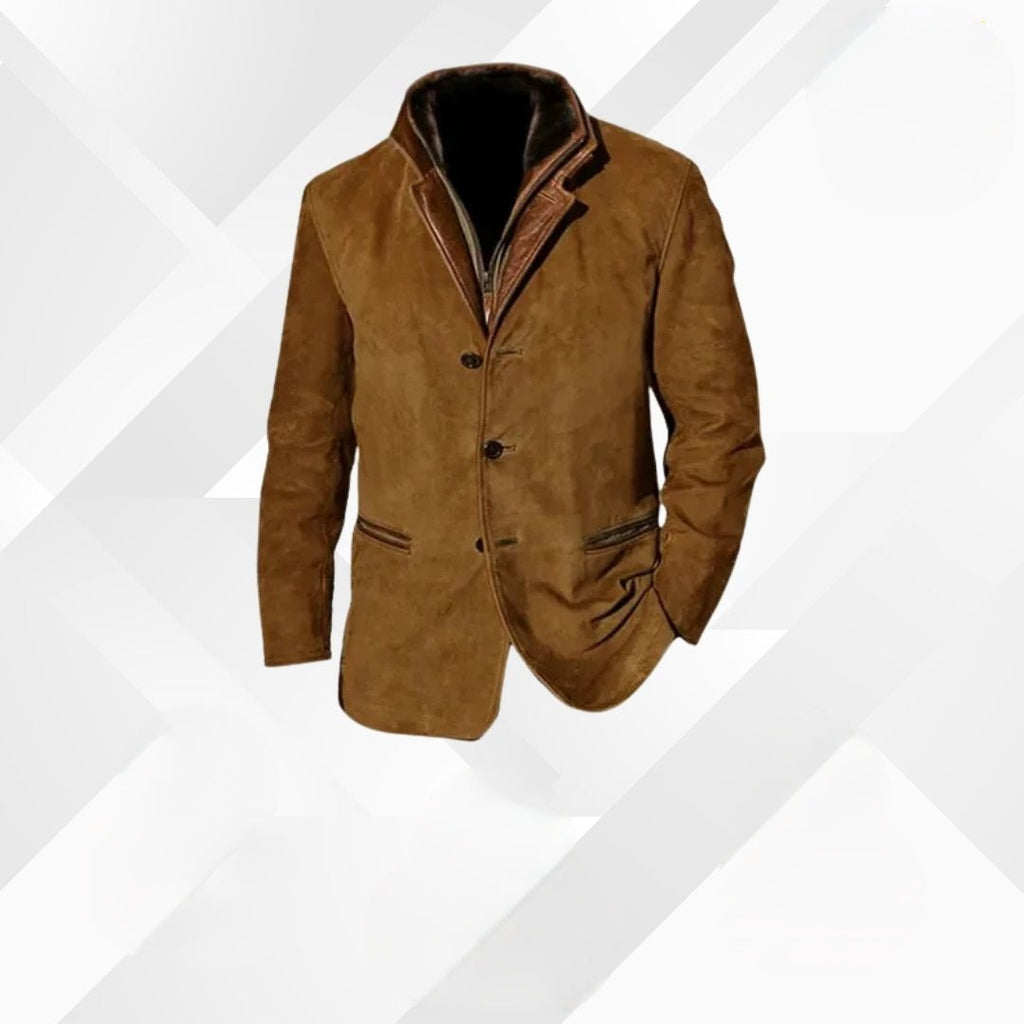 Gabriel | Chaqueta de Cuero con Detalles de Ante Hombre Cuello Solapa