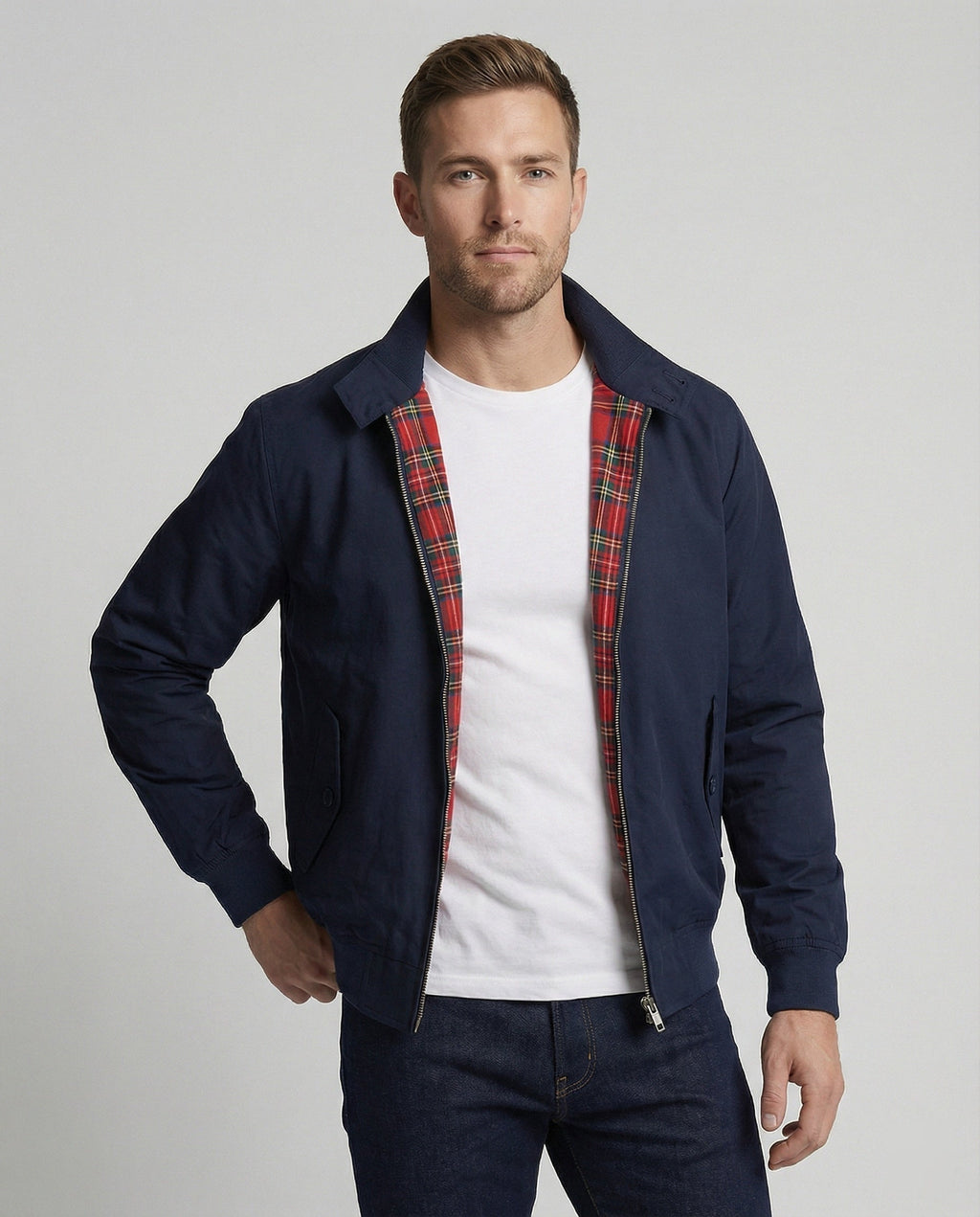 Mateo | Chaqueta Harrington Hombre Forro Tartán