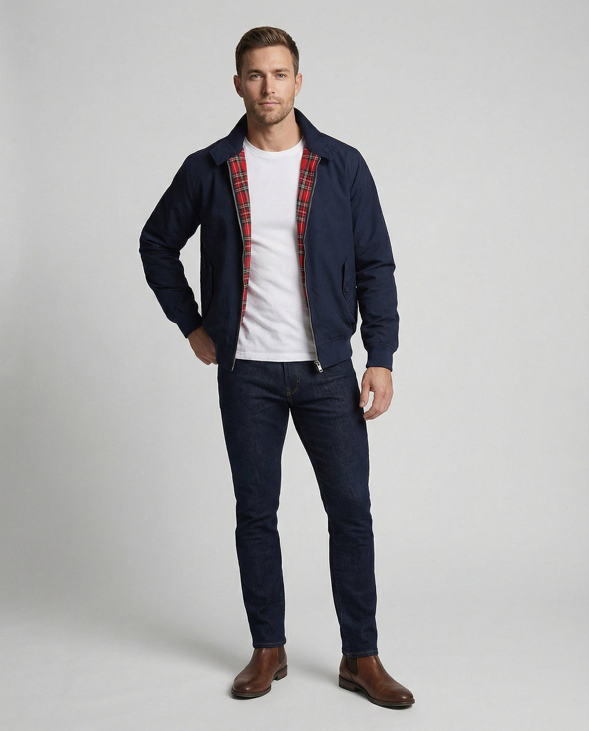 Mateo | Chaqueta Harrington Hombre Forro Tartán