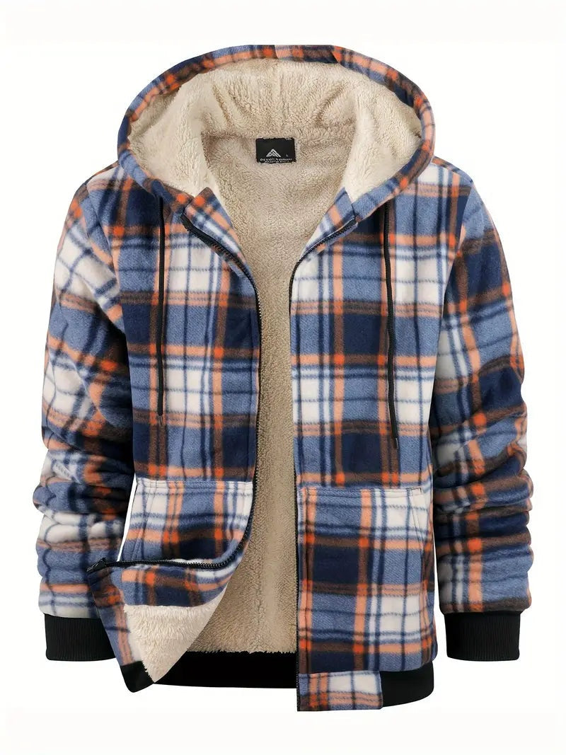 Emiliano | Cazadora de Borreguito Hombre Invierno Cuadros con Capucha
