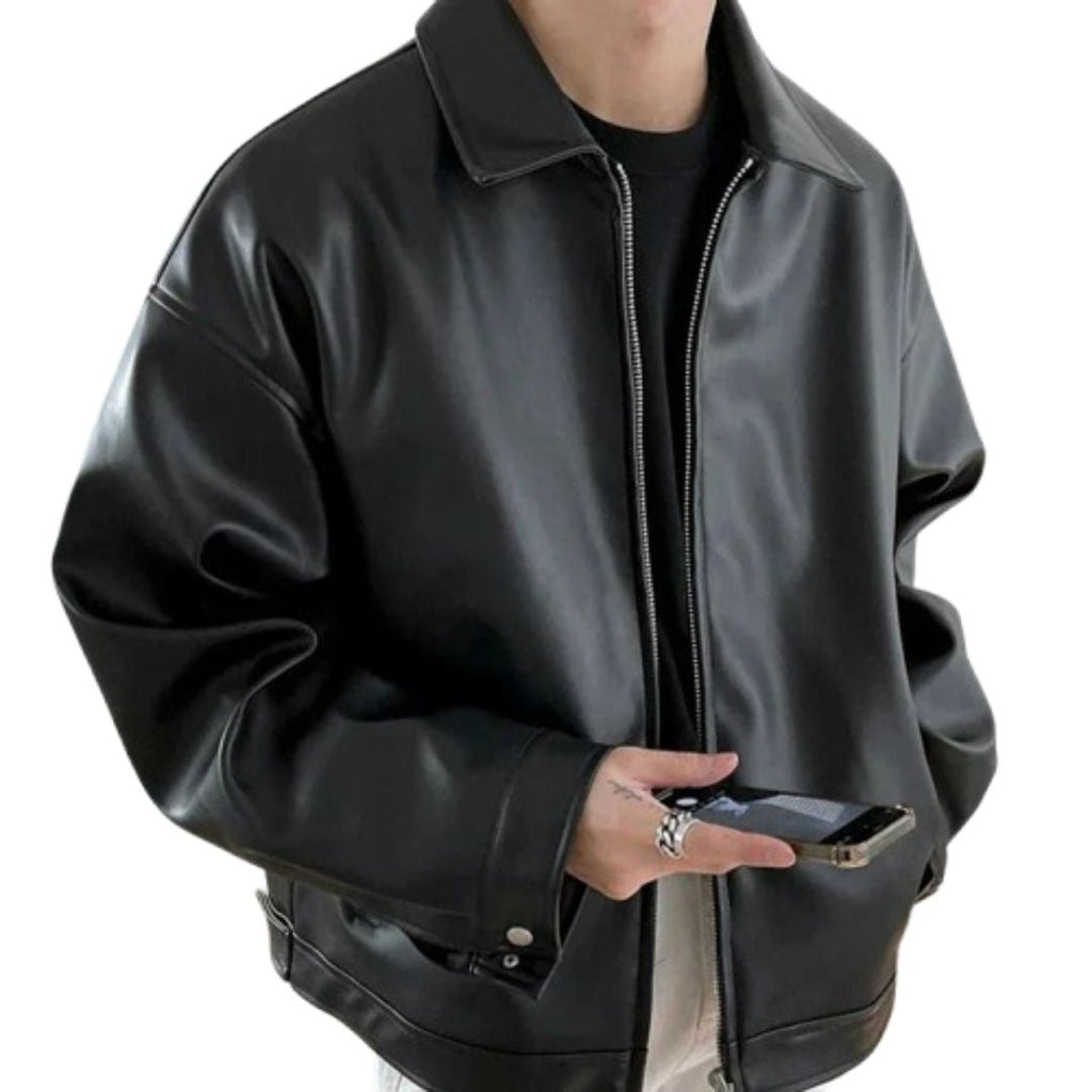 Wenceslao | Chaqueta de Cuero Biker Hombre Cremallera Oversize