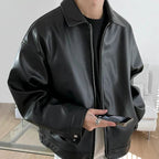 Wenceslao | Chaqueta de Cuero Biker Hombre Cremallera Oversize