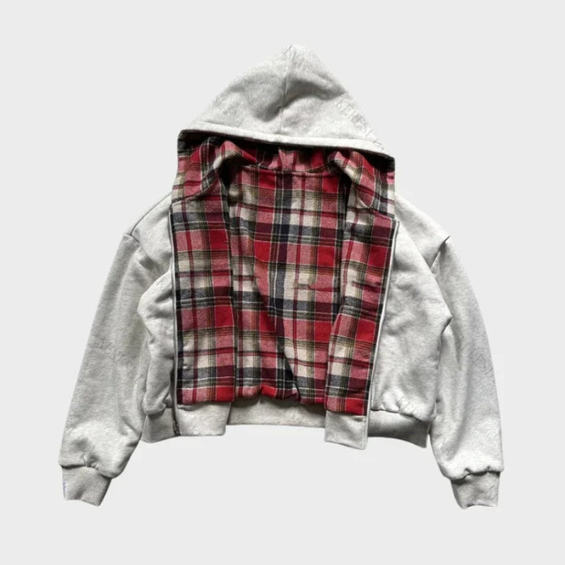 Hugo | Sudadera Oversize Reversible con Capucha Hombre Cuadros