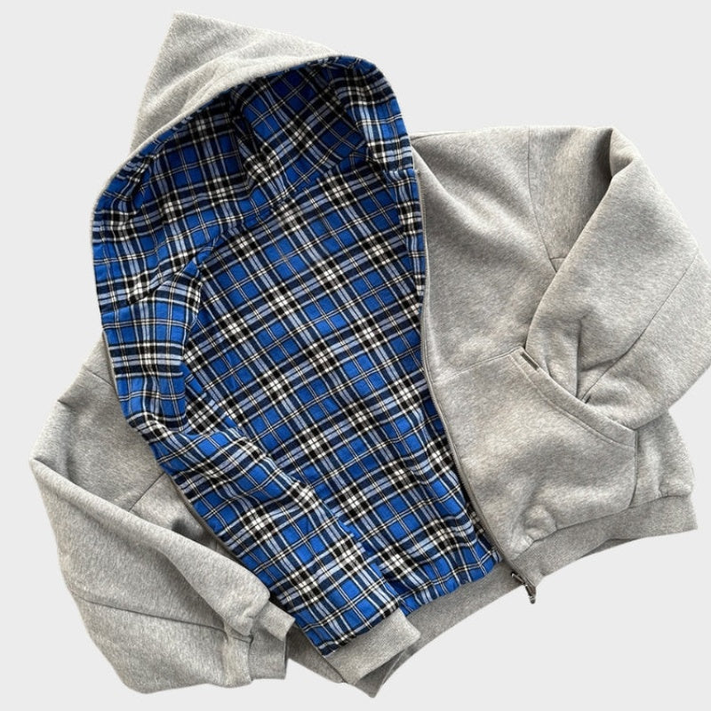 Hugo | Sudadera Oversize Reversible con Capucha Hombre Cuadros